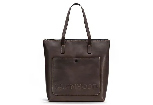 Farmhood Shopper Nashville - Leder Dark Brown - Eleganter Shopper aus hochwertigem Leder mit Reißverschluss, ideal für den Alltag. Größe: 35cm x 13cm x 36.5cm, bietet ausreichend Stauraum und praktische Innenfächer.