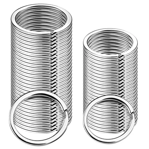 Sopito Schlüsselringe, 100 Stück Silber Schlüsselring 25 mm und 28 mm Durchmesser Schlüsselanhänger Reifen für Autoschlüssel,Home Key Organisation, DIY Handwerk und Schmuck Machen
