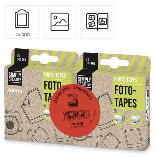 Hama Fototapes Klebetapes Fotoecken Spender 2-seitig selbstklebend, 2x500 Stück