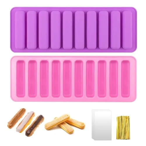 MisFun Silikon Backform mit 10 Mulden, Rechteckig, für Eiswürfel, Käsekuchen, Schokoriegel