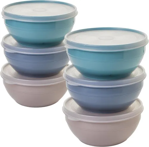 Centi Aufbewahrungsschüssel ODER 2,5 L – groß mit Deckel, Kunststoff, (6er-Set), Maße: Ø 23 cm, H 8 cm