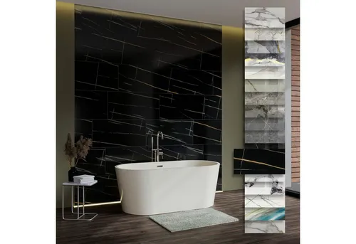 Hexim Wandpaneel Marmoroptik 3 Stück 78x39cm in weiß von HEXIM