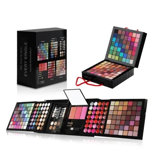 Shogpon 177 Farben Professionelle Schminkkassette Eyeshadow Lidschatten-Palette Makeup Kit mit Concealer, Rouge, Gesichtspuder, Lipgloss und Augenbrauenpuder