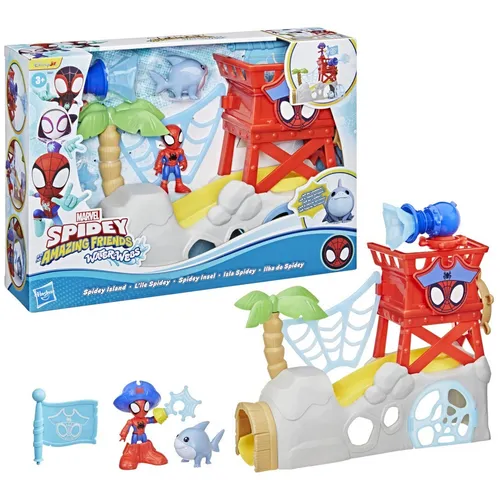 Hasbro Marvel Spidey And His Fantastic Friends - Water-Webs Insel - Actionfigurenspielzeug mit Wasser-Webs-Funktion für aufregende Abenteuer, perfekt für kleine Superhelden-Fans!