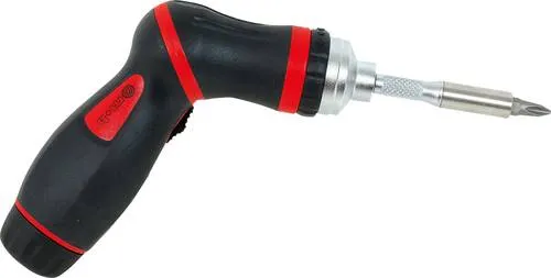 Peddinghaus Ratschen-Schraubendreher - Vielseitiger Schraubendreher mit 2-Komponenten-Griff, 7 Bits und integriertem Magazin, ideal für präzises Arbeiten in engen Räumen.