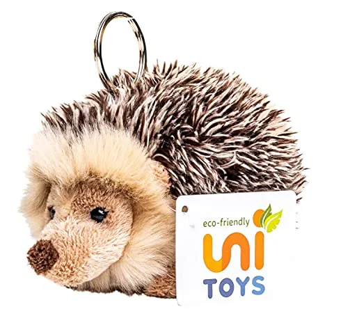 Uni-Toys - Igel mit Schlüsselanhänger - 13 cm (Länge) - Plüsch-Igel - Plüschtier, Kuscheltier