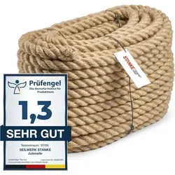 Seilwerk STANKE Juteseil Naturfasern gedreht Tauwerk Hanf Jute Tau Seil Tauziehen Absperrseil Handlauf 6mm 50m