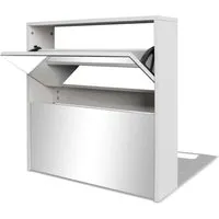 vidaXL Schuhschrank mit Spiegel - 2 Fächer für 6-8 Paar Schuhe - Moderne Schuhschränke mit 2 Klappfächern, ideal zur ordentlichen Aufbewahrung Ihrer Schuhe. Der stilvolle Spiegel bietet zusätzliche Funktionalität und passt perfekt in jeden Flur.
