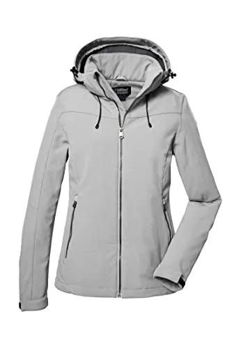 Killtec Damen Softshelljacke mit abzippbarer Kapuze - Funktionsjacke, wasserabweisend und winddicht mit atmungsaktivem Innenfleece für optimalen Tragekomfort bei Outdoor-Aktivitäten.
