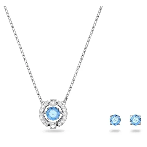 Swarovski Una Set, Rund, Blau, Rhodiniert von Swarovski
