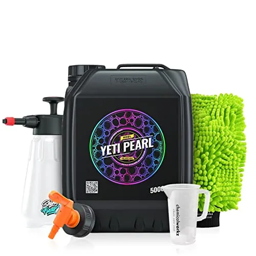 ADBL Yeti Snow Foam Pearl (5L) - Hochkonzentrierter Premium Aktivschaum inkl. Waschhandschuh, Foamer, Messbecher & Auslaufhahn - Lack Reiniger für alle Lacke, pH-Neutral - unverwechselbarer Duft!