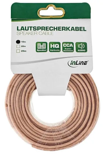 InLine Lautsprecherkabel, 2x 2,5mm², CCA, transparent, 10m
