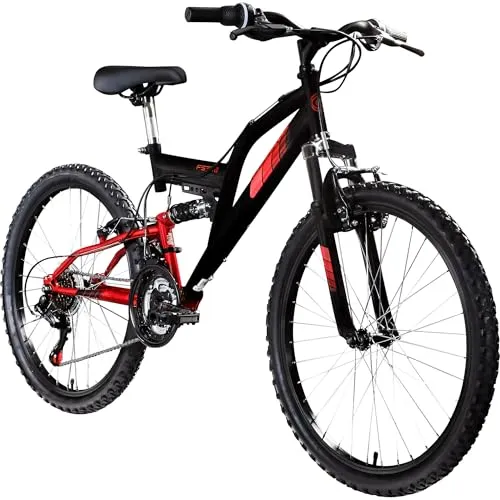 Galano FS240 Mountainbike Kinderfahrrad 24 Zoll - Mountainbike für Kinder ab 8 Jahren, robust mit Vollfederung und 18 Gängen für sicheres Fahren auf Trails und unebenen Straßen.