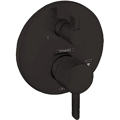 Hansgrohe Ecostat Moderne 2-Griffe 17,8 cm breite Druckausgleichs-Duschventilverkleidung mit Umsteller in mattem Schwarz, 04447670