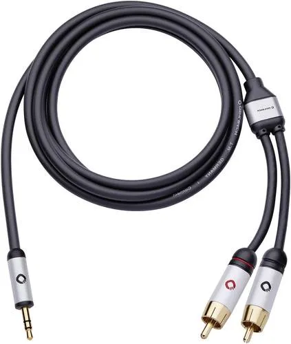 OEHLBACH i-Connect Audio Kabel J-35/R - 5m Klinke auf 2x Cinch - HiFi-Kabel für perfekte analoge Stereo-Verbindung, mit hochwertigen 24 Karat vergoldeten Steckern für optimale Signal-Stabilität und Übertragungssicherheit.