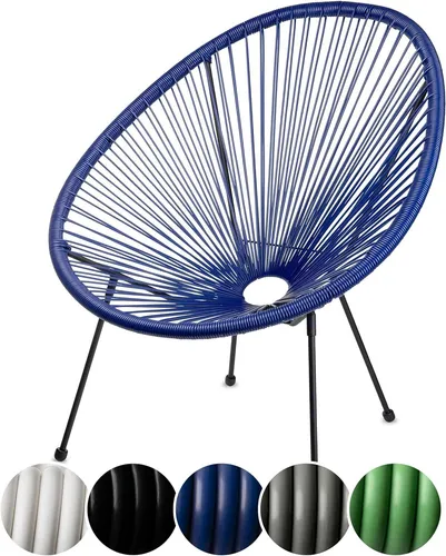 sunnypillow Gartenstuhl Acapulco, blauer Loungesessel für Terrasse und Garten - Gemütlicher Loungesessel in Blau, ideal für entspannte Stunden im Freien. Perfekt für Terrasse oder Garten.