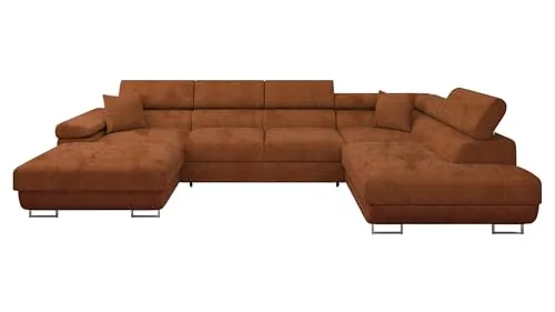 Mirjan24 Ecksofa Torezio Bis mit Bettkasten - Ecksofa mit Schlaffunktion, ideal für Wohnzimmer. Schlaffläche 268 x 124 cm und verstellbare Kopfstützen sorgen für höchsten Komfort.