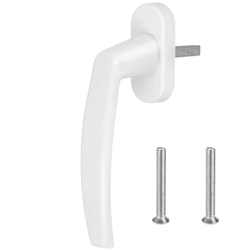 Premium Aluminium Fenstergriff in Weiß - 45mm Stiftlänge - Fensterbeschläge mit 2 Olivenschrauben, ideal für langlebige und stilvolle Fensterlösungen, hochwertige Verarbeitung von KJ-Vertrieb