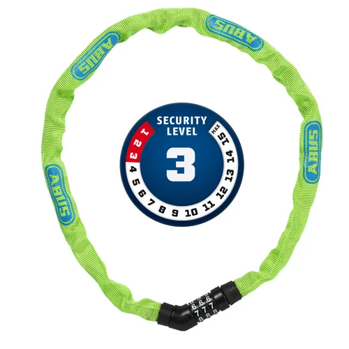 ABUS Steel-O-ChainTM 4804C 75cm Schloss - Fahrradschlösser mit 4mm Vierkant-Kette, ideal für sicheres Radfahren. Individuell einstellbarer Zahlencode schützt vor Schlüsselverlust und der Textilschlauch bewahrt den Lack deines Rads.