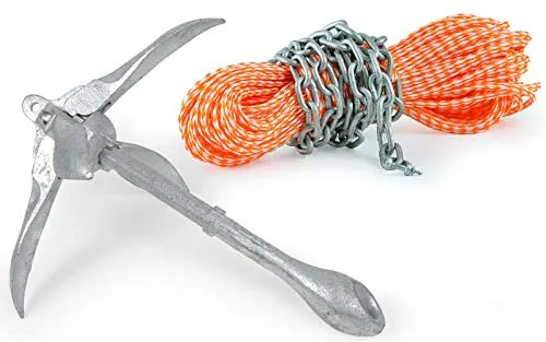 wellenshop Klapp-Anker Schirmanker 6 kg + Ankerleine Kettenvorlauf 30 m Ø 8 mm Stahl Bootsanker Boot Faltklapp-Anker Falt-Anker