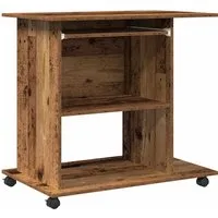 vidaXL Schreibtisch Altholz-Optik 80x50 cm - Kinderschreibtisch in modernem Design, mit ausziehbarer Tastaturablage und praktischen Rollen für flexible Nutzung. Ideal für platzsparende Räume und stilvolle Einrichtung.