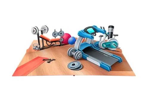 ASVP Shop 3D-Fitness-Gymnastikkarte – Pop-Up mit Gewichten, Laufband und Yogamatte – perfekt für Geburtstage und andere Anlässe