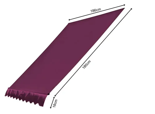 QUICK STAR Ersatzdach für Klemmmarkise 200x130cm Bordeaux - Markisen-Ersatzdach für Klemmmarkisen, einfach zu montieren und aus robustem 100% Polyesterstoff (280g/m²) in eleganten Bordeaux für optimalen Sonnenschutz.