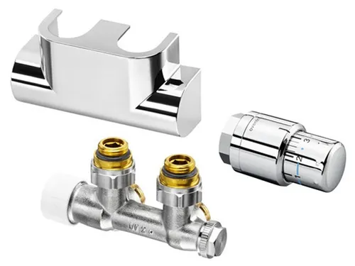 Oventrop Set Multiblock T Eck Abdeckung chrom - Expansionsventile, hochwertige Eckabdeckung aus Chrom für eine elegante Optik und optimale Funktionalität Ihres Badheizkörpers.