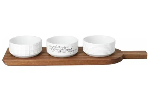 Räder Häppchenweise Servierbrett mit Schälchen - Elegantes Servierbrett aus Akazienholz mit feinen Porzellan-Schälchen – ideal für Antipasti, Snacks und Dips. Perfekt für gesellige Anlässe und als stilvolles Geschenk für Küchenliebhaber.