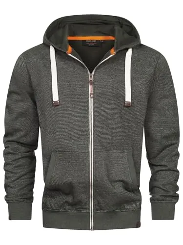 Indicode Herren INBaustian Sweatjacke mit RIPP-Bündchen und Kapuze | Kapuzensweater Hoodie für Männer Climb Ivy, XL