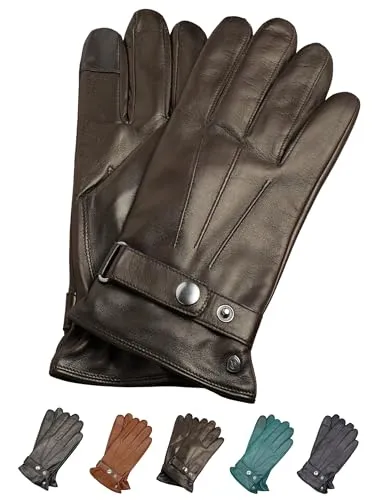 AKAROA ESTD 2019 Lederhandschuhe Herren RON, Touchscreen Funktion, italienisches Leder, recyceltes Strickfutter aus 50% Kaschmir und 50% Wolle, 5 Größen S - XXL, schwarzbraun, XL-10