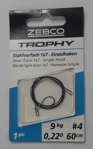 Zebco Trophy Stahlvorfach 1x7 - Einzelhaken 60cm 9kg