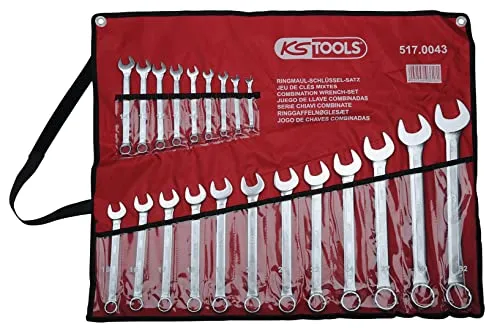 KS-Tools Maulschlüssel Set 21-teilig, 6-32mm - Werkzeug-Set mit 21 metrischen Maul-Ringschlüsseln, FlankTraction-Profil für besseren Grip und längere Haltbarkeit. Ideal für Handwerk und Industrie, inklusive praktischer Rolltasche.