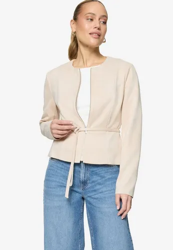 zero Damen Blazer-Jacke in Lederoptik 40, French Oak - Elegante taillierte Blazer-Jacke in Lederoptik mit Rundhalsausschnitt und Gürtel. Ideal für stilvolle Outfits und vielseitig kombinierbar. Perfekt für den modernen Look.