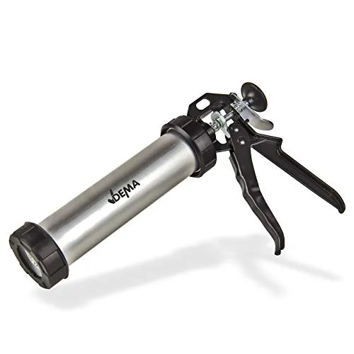 Dema Alu Kartuschenpistole 310 ml – Ergonomische Silikonspritze für präzises Verfugen - Kartuschenpresse für 310 ml Kartuschen, stabil und ergonomisch gestaltet, ideal für Silikon- und Acrylanwendungen sowie präzises Verfugen.
