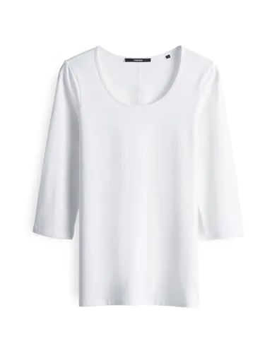 someday Damen Dreiviertelarmshirt KAIN | Jerseyshirt aus Modal Mix in Weiß, Größe 42 - T-Shirts für Damen | Schlichtes, figurbetontes Design mit 3/4-Ärmeln für Komfort und eine schmeichelhafte Silhouette. Hergestellt aus einem weichen Modal Mix für angenehmen Tragekomfort.