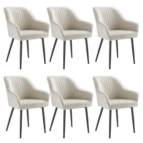 SONGMICS Polsterstuhl mit Metallbeinen, Samt, Cappuccinobeige-Tintenschwarz (6er-Set) - Elegante 6er-Set Polsterstühle mit stabilen Metallbeinen, ergonomischem Design und weichem Samtbezug. Ideal für Esszimmer und Wohnräume – sorgt für hohen Sitzkomfort und stilvolle Akzente!