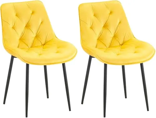 CLP 2er Set Esszimmerstuhl Wallace Samt gelb in gelb von CLP