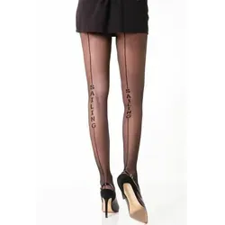 Damen Strumpfhose Schrift Strumpfhose Muster Optik 40 DEN für Frauen Collant Moda L/XL