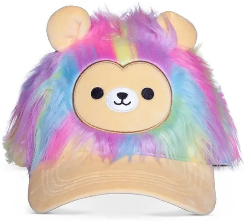 Squishmallows Leonard Novelty Plush Cap - Kuscheltiere mit pastellfarbenem Regenbogen-Design und verstellbarem Velcro-Riemen für optimalen Tragekomfort. Sicher für alle Altersgruppen, dank Leonard dem vegetarischen Löwen!