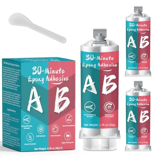LAMXIN 30 Minutes Epoxy Kleber 150ml, Zäher Dauerhafter Hitzebeständiger 2 Komponenten Kleber Epoxidharz, Klarer Zwei Komponentenkleber für Metall, Holz, Fliesen, Kunststoffe