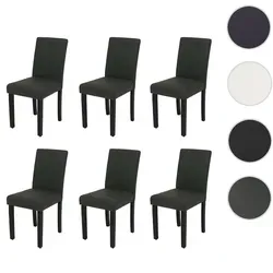6er-Set Esszimmerstuhl HWC-O65d, Küchenstuhl Polsterstuhl Lehnstuhl, Kunstleder ~ dunkelgrau