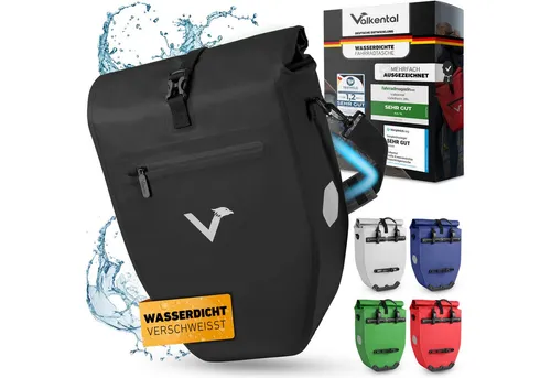 Valkental® Große & wasserdichte Gepäckträgertasche in schwarz von Valkental