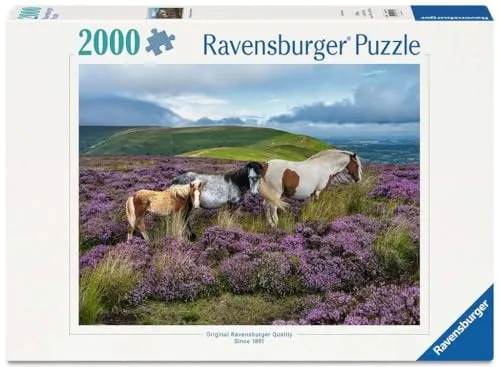 Ravensburger Wildpferde in der Heide Puzzle 2000 Teile - Erlebe die Faszination der Wildpferde mit diesem 2000 Teile Puzzle von Ravensburger. Ideal für alle Puzzleliebhaber, bietet es ein einzigartiges Motiv und höchste Qualität für stundenlangen Spaß.