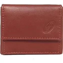 Kleine dünne Damen Minibörse aus Leder in kirschrot - Hochwertige Minibörse aus Rindleder, kompakt und praktisch mit Kleingeldfach und Scheinfach für den täglichen Gebrauch. Maße: ca. 7,5 x 6 cm.