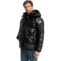 Steppjacke TOM TAILOR, Damen, Gr. M, shiny schwarz, Obermaterial: 100% Polyester. Futter: 100% Polyester, unifarben, regular fit taillenbedeckt, elastischer Bund, Jacken Steppjacke, mit Kapuze