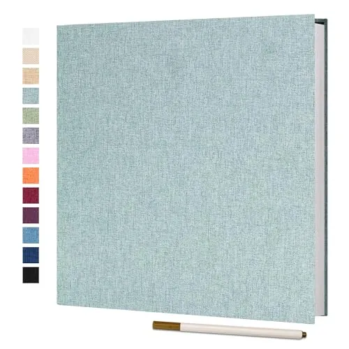 Vienrose Selbstklebende Fotoalbum 10x15 Einkleben und zum Selbstgestalten Groß Leinen Photoalbum mit 40 weißen Seiten, Hochzeit Jahrestag Geburtstag Geschenke mit Einem Kugelschreiber, 33x32cm