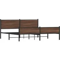 vidaXL Metallbett ohne Matratze 200x200 cm in Braun Eichen-Optik - Robustes Metallbettgestell mit elegantem Design, ideal für dein Schlafzimmer. Zusätzlicher Stauraum und stabile Lattenroste sorgen für optimalen Halt und Atmungsaktivität.