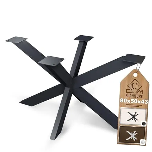 CM Furniture Spider Tischgestell I Stahl Pulverbeschichtet I Tischbeine für Esstisch Couchtisch I Tischkufen Tischfusse Möbelfüße aus Metall - H43 x B50 x L80 cm - Anthracit