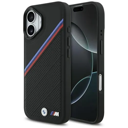 BMW M Tricolor Metal Logo MagSafe iPhone 17 Handyhülle - Schwarz - Handyhüllen für iPhone 17 mit exklusivem BMW M Tricolor Design, perfekt für MagSafe, robust und stilvoll. Schützt vor Stößen und Kratzern.